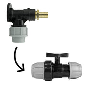 Wall Flange Kit 25mm MDPE + 25mm MDPE Valve + 19mm Brass Barb - Home & Garden > Lawn & Garden Tech Hose & Fittings