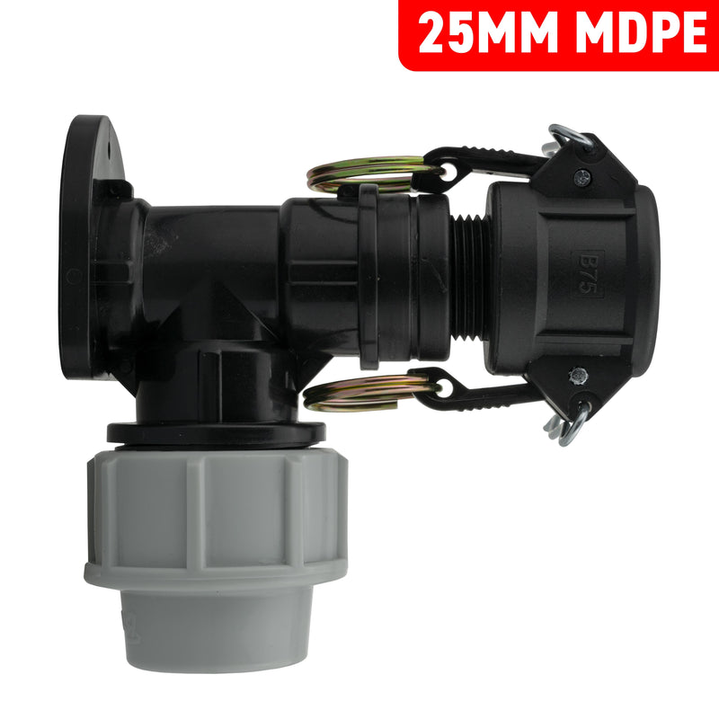 Wall Flange Kit 25mm MDPE + 3/4" Camlock Type B - Home & Garden > Lawn & Garden Tech Hose & Fittings