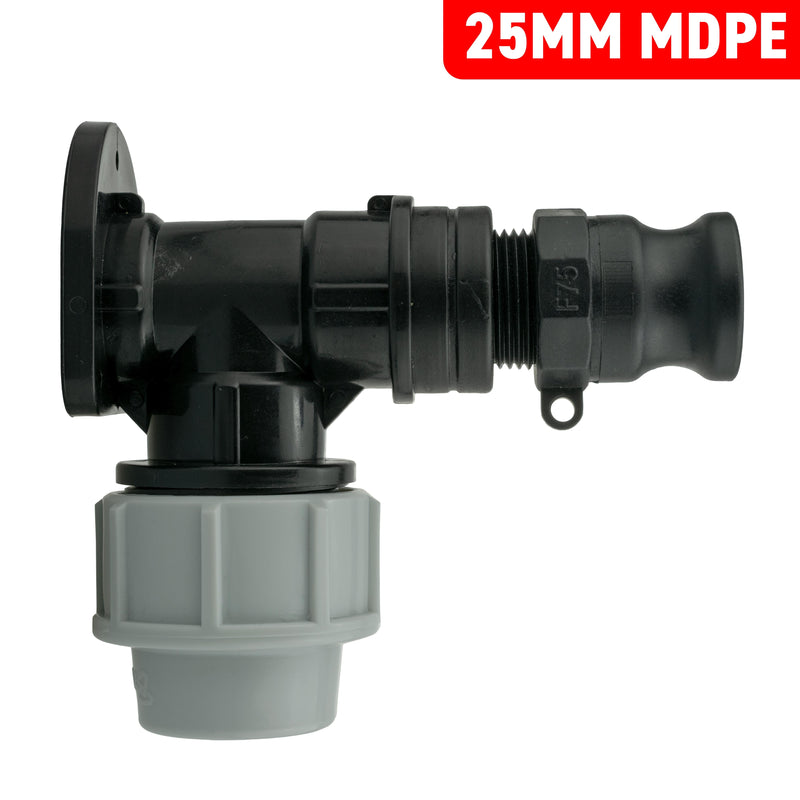Wall Flange Kit 25mm MDPE + 3/4" Camlock Type F - Home & Garden > Lawn & Garden Tech Hose & Fittings