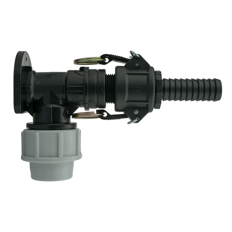 Wall Flange Kit 25mm MDPE + 3/4" Camlock Type B+E - Home & Garden > Lawn & Garden Tech Hose & Fittings