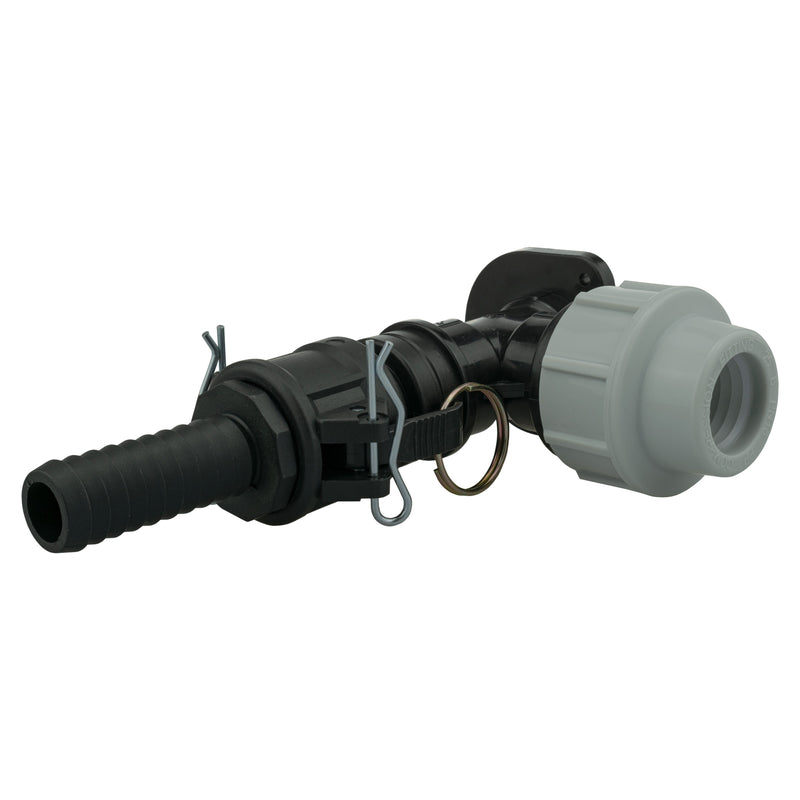 Wall Flange Kit 25mm MDPE + 3/4" Camlock Type B+E - Home & Garden > Lawn & Garden Tech Hose & Fittings