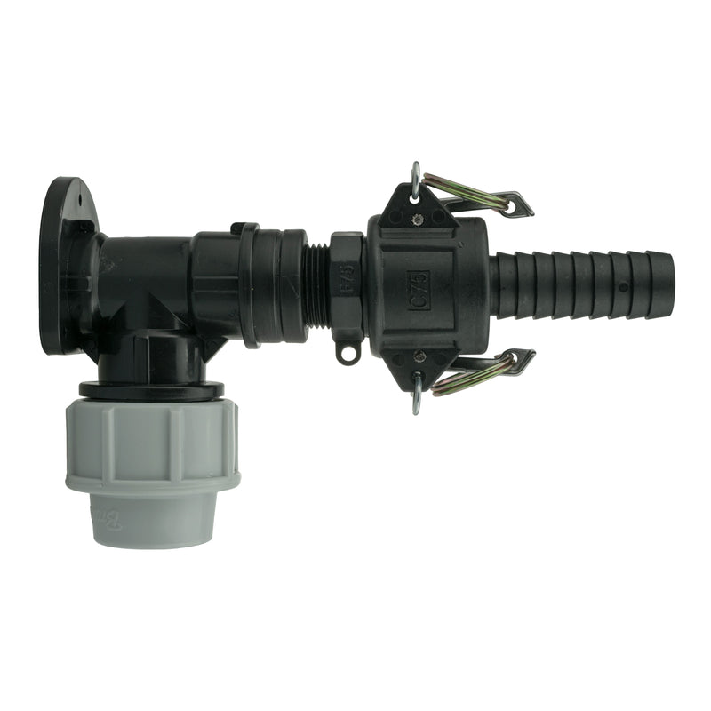 Wall Flange Kit 25mm MDPE + 3/4" Camlock Type F+C - Home & Garden > Lawn & Garden Tech Hose & Fittings