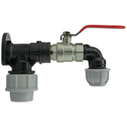 Wall Flange Kit 25mm MDPE + Lever Valve + 20mm MDPE Elbow - Home & Garden > Lawn & Garden Tech Hose & Fittings