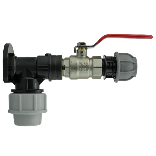 Wall Flange Kit 25mm MDPE + Lever Valve + 20mm MDPE Straight - Home & Garden > Lawn & Garden Tech Hose & Fittings