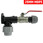 Wall Flange Kit 25mm MDPE + Lever Valve + 20mm MDPE Straight - Home & Garden > Lawn & Garden Tech Hose & Fittings
