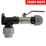Wall Flange Kit 25mm MDPE + Lever Valve + 25mm MDPE Straight - Home & Garden > Lawn & Garden Tech Hose & Fittings