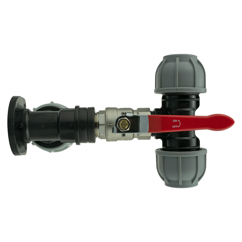 Wall Flange Kit 25mm MDPE + Lever Valve + 25mm MDPE Tee - Home & Garden > Lawn & Garden Tech Hose & Fittings