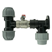 Wall Flange Kit 25mm MDPE + Lever Valve + 25mm MDPE Tee - Home & Garden > Lawn & Garden Tech Hose & Fittings