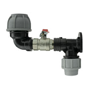 Wall Flange Kit 25mm MDPE + Lever Valve + 32mm MDPE Elbow - Home & Garden > Lawn & Garden Tech Hose & Fittings