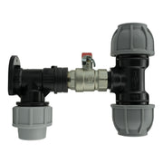 Wall Flange Kit 25mm MDPE + Lever Valve + 32mm MDPE Tee - Home & Garden > Lawn & Garden Tech Hose & Fittings