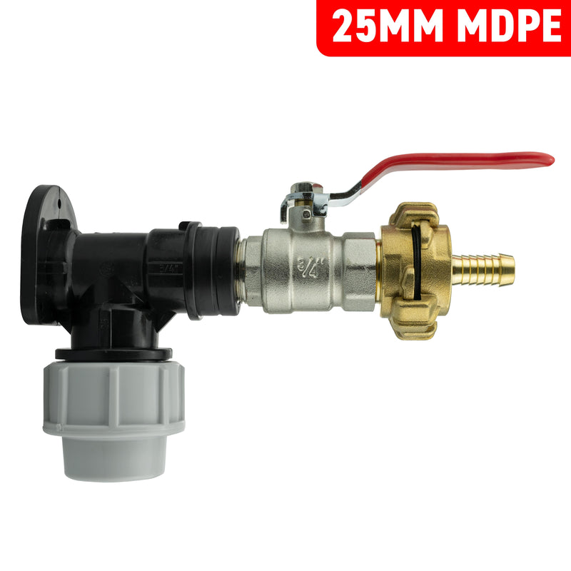 Wall Flange Kit 25mm MDPE + Lever Valve + 13mm Barbed Geka Set - Home & Garden > Lawn & Garden Tech Hose & Fittings