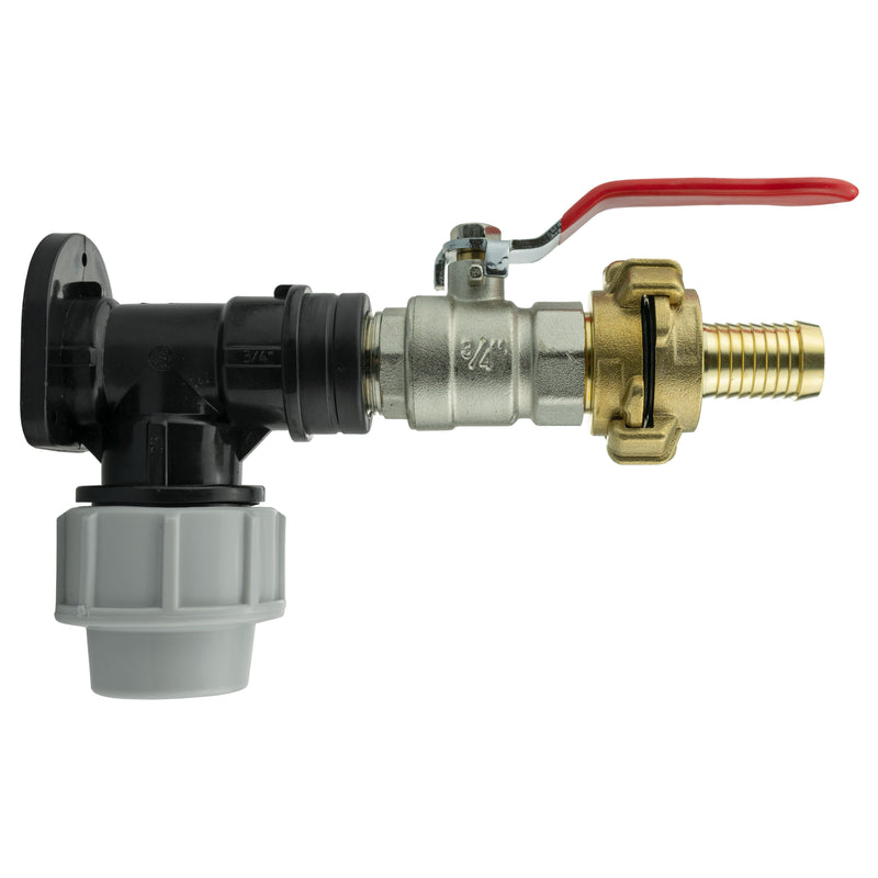 Wall Flange Kit 25mm MDPE + Lever Valve + 19mm Barbed Geka Set - Home & Garden > Lawn & Garden Tech Hose & Fittings