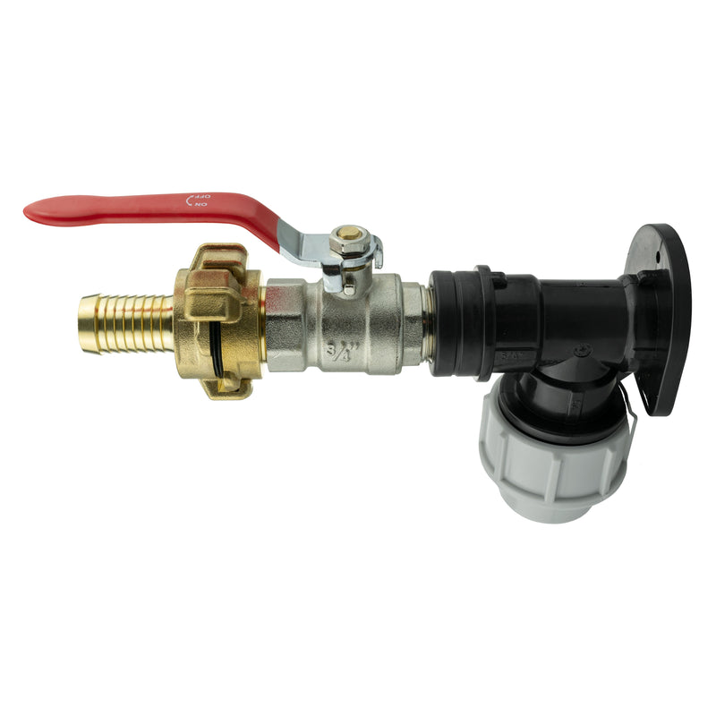 Wall Flange Kit 25mm MDPE + Lever Valve + 19mm Barbed Geka Set - Home & Garden > Lawn & Garden Tech Hose & Fittings