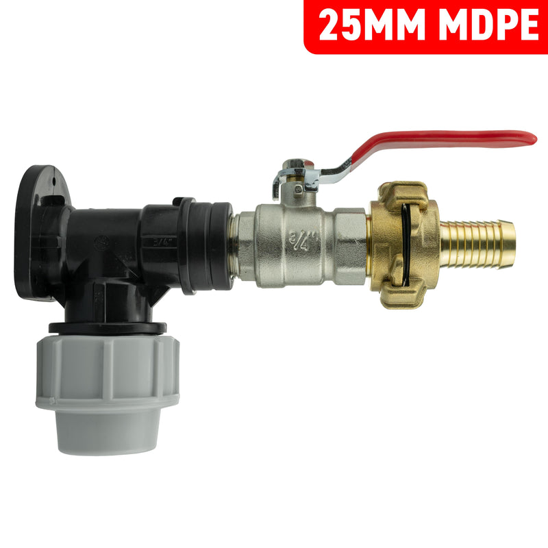 Wall Flange Kit 25mm MDPE + Lever Valve + 19mm Barbed Geka Set - Home & Garden > Lawn & Garden Tech Hose & Fittings
