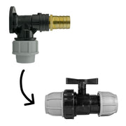 Wall Flange Kit 25mm MDPE + MDPE Valve + 25mm Brass Barb - Home & Garden > Lawn & Garden Tech Hose & Fittings