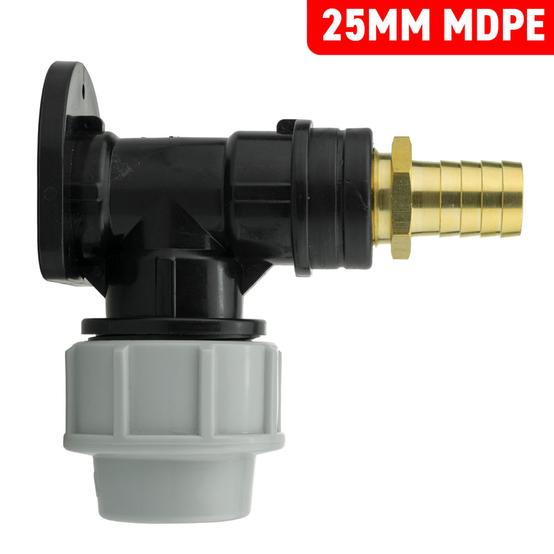 Wall Flange Kit 25mm MDPE + 19mm Brass Barb - Home & Garden > Lawn & Garden Tech Hose & Fittings