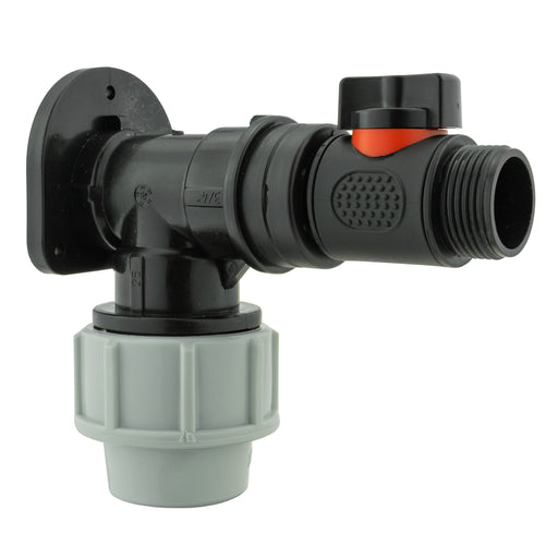 Wall Flange Kit 25mm MDPE + In-Line Valve - Home & Garden > Lawn & Garden Tech Hose & Fittings
