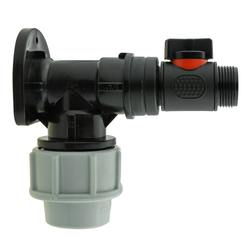 Wall Flange Kit 25mm MDPE + In-Line Valve - Home & Garden > Lawn & Garden Tech Hose & Fittings