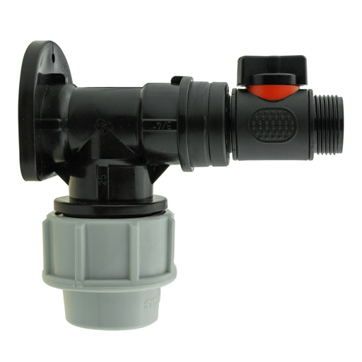 Wall Flange Kit 25mm MDPE + In-Line Valve - Home & Garden > Lawn & Garden Tech Hose & Fittings