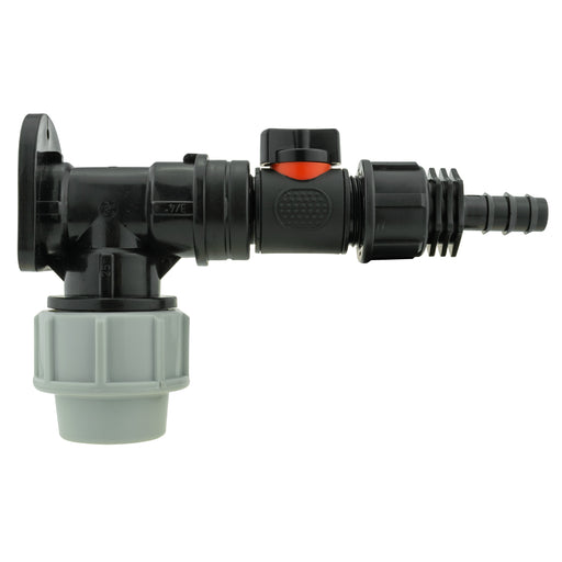 Wall Flange Kit 25mm MDPE + In-Line Valve + 1/2" Barb - Home & Garden > Lawn & Garden Tech Hose & Fittings