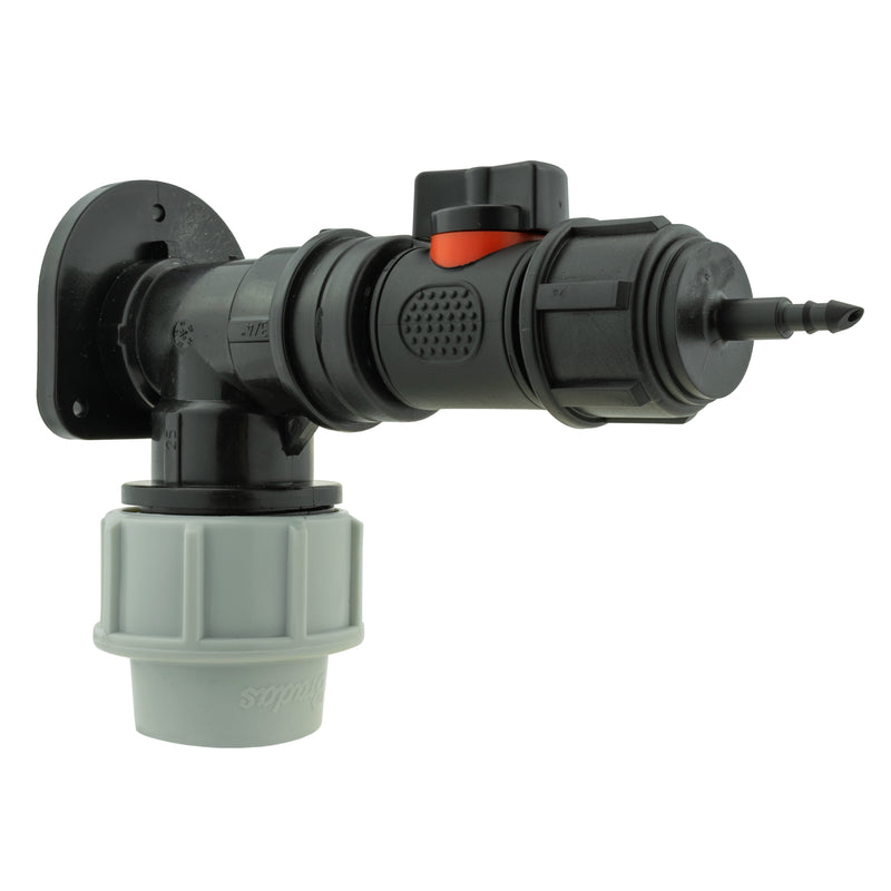 Wall Flange Kit 25mm MDPE + In-Line Valve + 4mm Micro Barb - Home & Garden > Lawn & Garden Tech Hose & Fittings