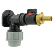 Wall Flange Kit 25mm MDPE + In-Line Valve + 13mm Brass Barb - Home & Garden > Lawn & Garden Tech Hose & Fittings