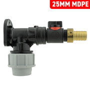 Wall Flange Kit 25mm MDPE + In-Line Valve + 19mm Brass Barb - Home & Garden > Lawn & Garden Tech Hose & Fittings