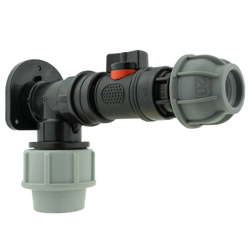 Wall Flange Kit 25mm MDPE + In-Line Valve + 25mm MDPE Joiner - Home & Garden > Lawn & Garden Tech Hose & Fittings