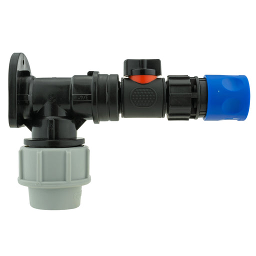Wall Flange Kit 25mm MDPE + In-Line Valve & Female Quick Connector - Home & Garden > Lawn & Garden Tech Hose & Fittings