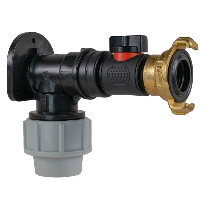 Wall Flange Kit 25mm MDPE + Valve + Geka - Home & Garden > Lawn & Garden Tech Hose & Fittings