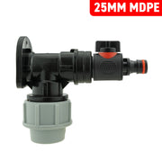 Wall Flange Kit 25mm MDPE + Valve with Male Quick Connector - Home & Garden > Lawn & Garden Tech Hose & Fittings