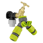 Wall Flange Kit 25mm MDPE + Brass Bib Tap + Two Way Splitter + Connectors - Home & Garden > Lawn & Garden Tech Hose & Fittings
