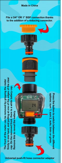 Water Flow Meter Black/Orange - Hardware > Tools > Measuring Tools & Sensors > Flow Meters & Controllers