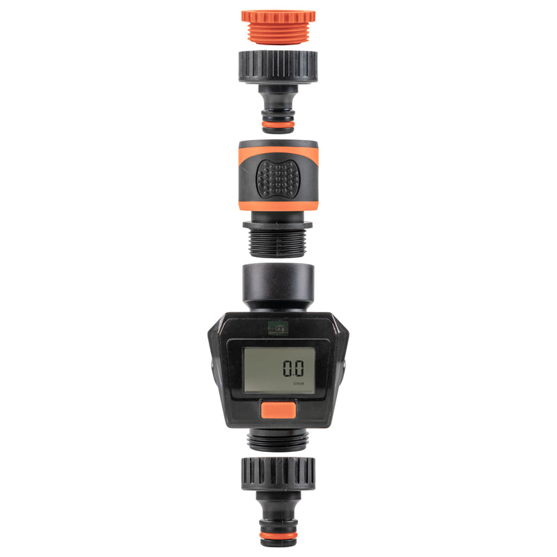 Water Flow Meter Black/Orange - Hardware > Tools > Measuring Tools & Sensors > Flow Meters & Controllers