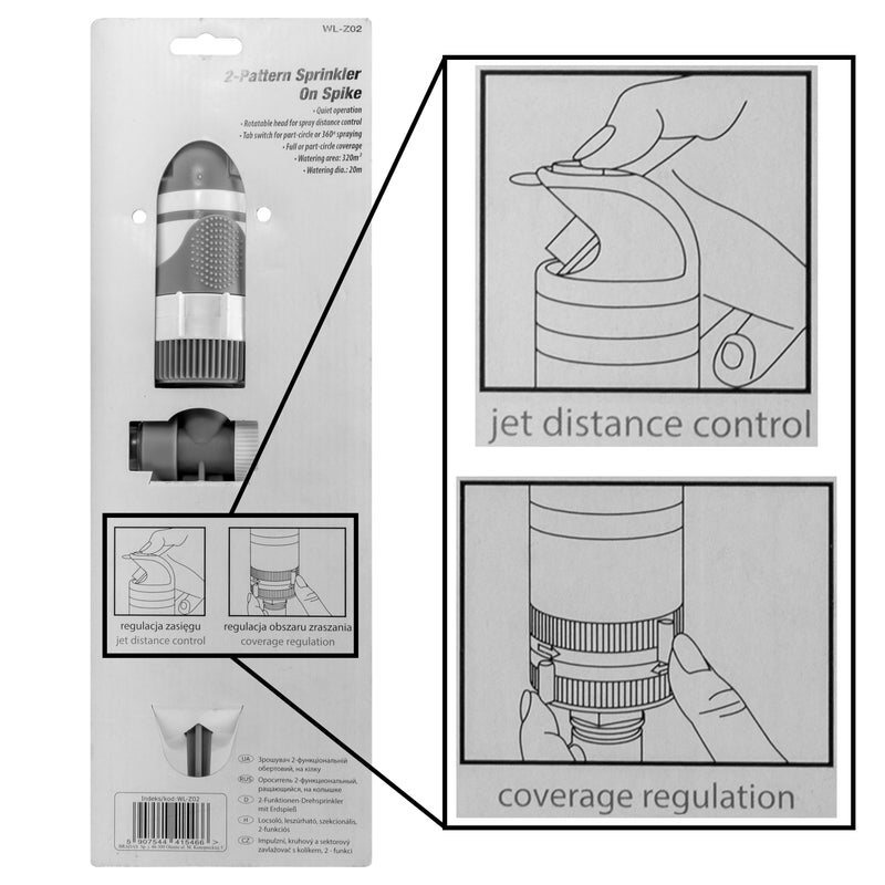 2-Pattern Gear Drive Sprinkler White Line - Home & Garden > Lawn & Garden > Watering & Irrigation > Sprinklers & Sprinkler Heads > Sprinklers Garden watering