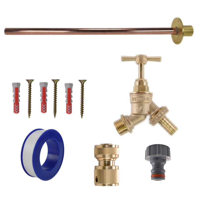Brass Barbed Bib Tap BASIC Connection Kit - Garden watering