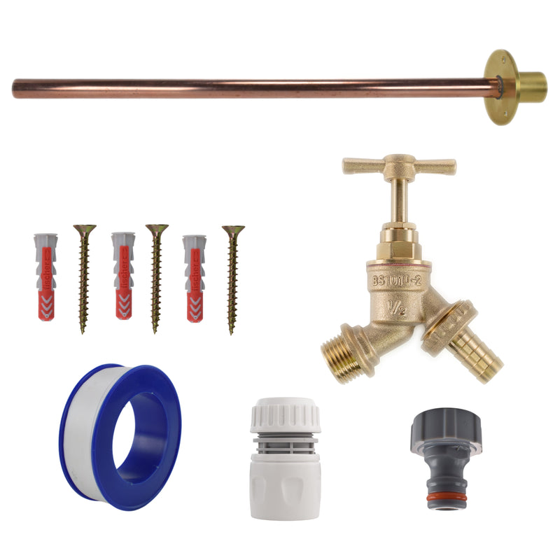 Brass Barbed Bib Tap BASIC Connection Kit - Garden watering