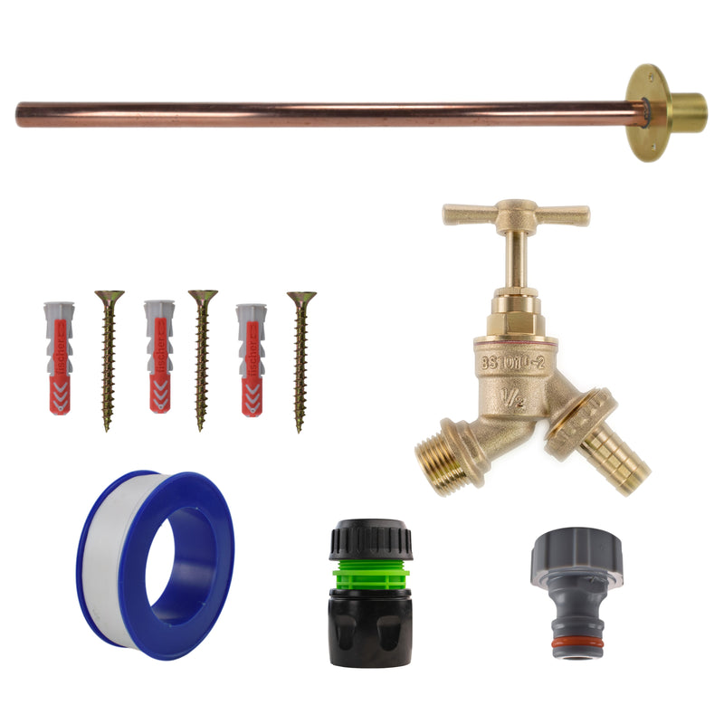 Brass Barbed Bib Tap BASIC Connection Kit - Garden watering