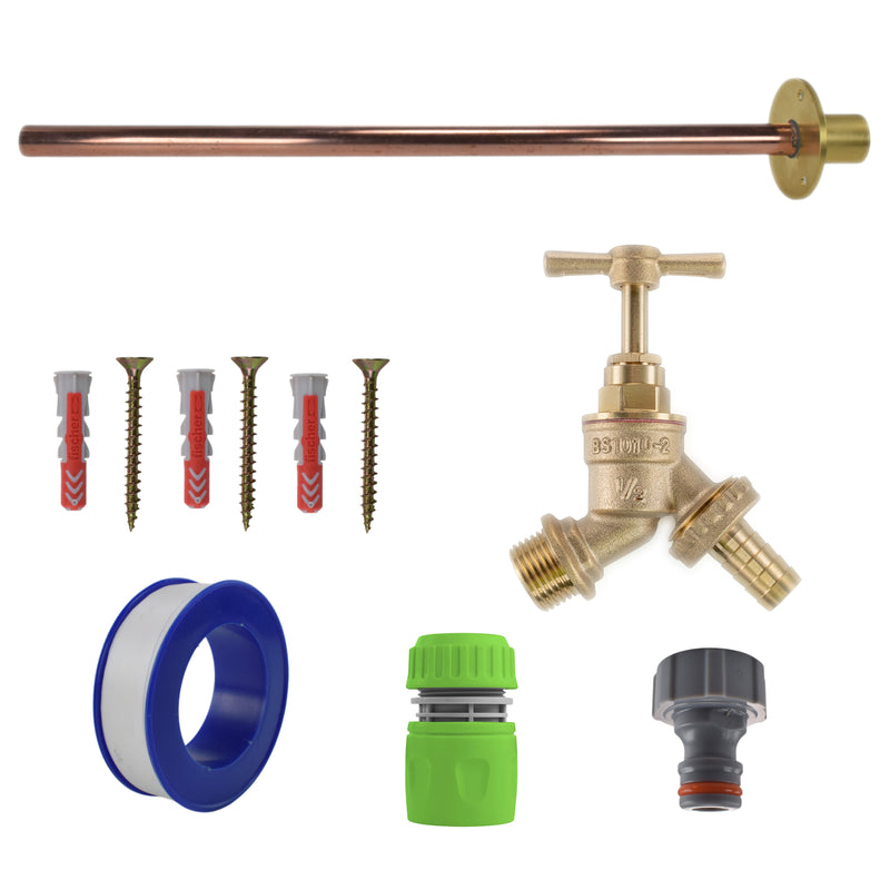 Brass Barbed Bib Tap BASIC Connection Kit - Garden watering