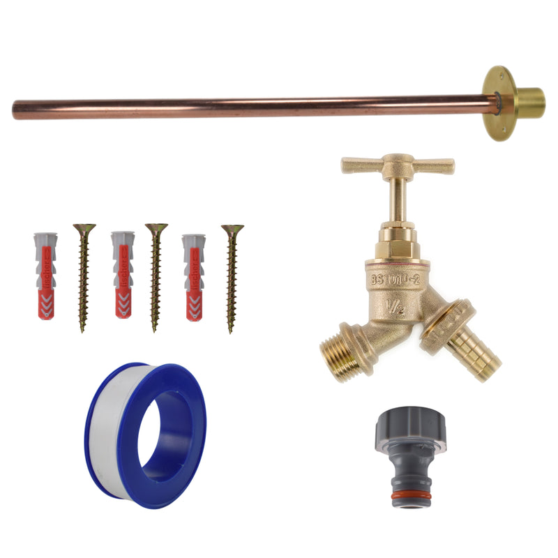 Brass Barbed Bib Tap BASIC Connection Kit - Garden watering