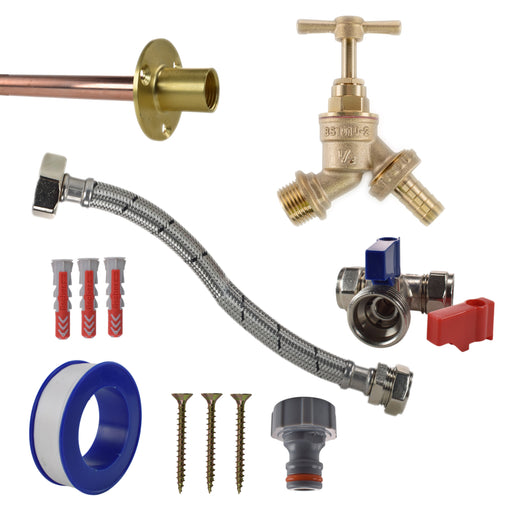 Brass Barbed Bib Tap STANDARD Connection Kit - Garden watering