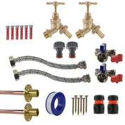 Brass Barbed Bib Tap STANDARD Connection Kit x2 - Garden watering