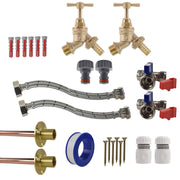 Brass Barbed Bib Tap STANDARD Connection Kit x2 - Garden watering