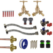 Brass Barbed Bib Tap STANDARD Connection Kit x2 - Garden watering