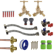 Brass Barbed Bib Tap STANDARD Connection Kit x2 - Garden watering
