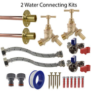 Brass Barbed Bib Tap STANDARD Connection Kit x2 - Garden watering