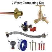 Brass Barbed Bib Tap STANDARD Connection Kit x2 - Garden watering
