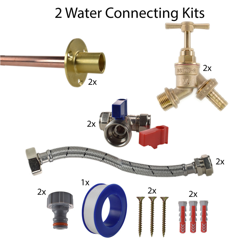 Brass Barbed Bib Tap STANDARD Connection Kit x2 - Garden watering