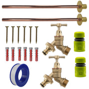 Brass Quick Connect Bib Tap BASIC Connection Kit x2 - Garden watering