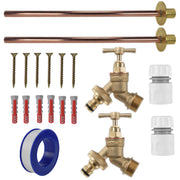 Brass Quick Connect Bib Tap BASIC Connection Kit x2 - Garden watering